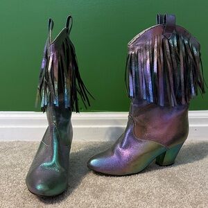 Shimmering Fringe Heeled Boots